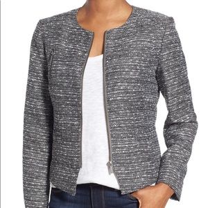 Halogen Zip Front Tweed Jacket